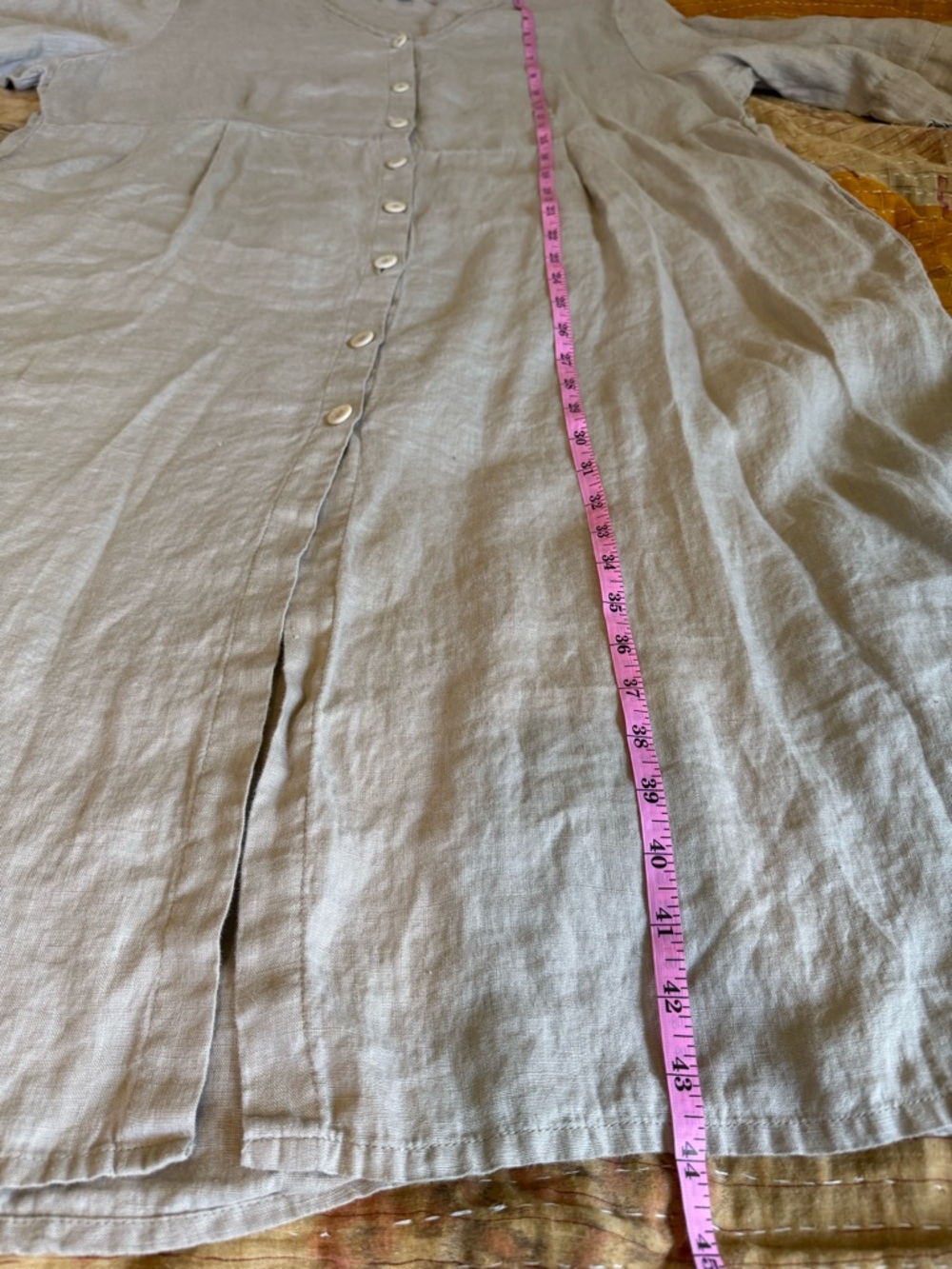 Flax Linen Midi Dress or Duster in Natural Beige - Picture 13 of 16